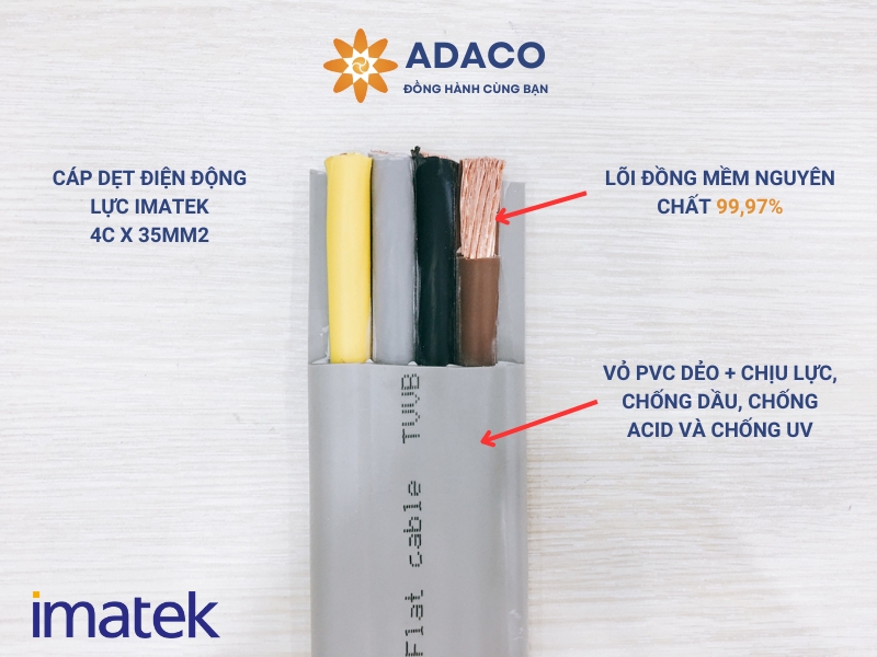 Cáp dẹt cầu trục, thang máy - cáp điện imatek